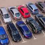 car rentals in a parking lot