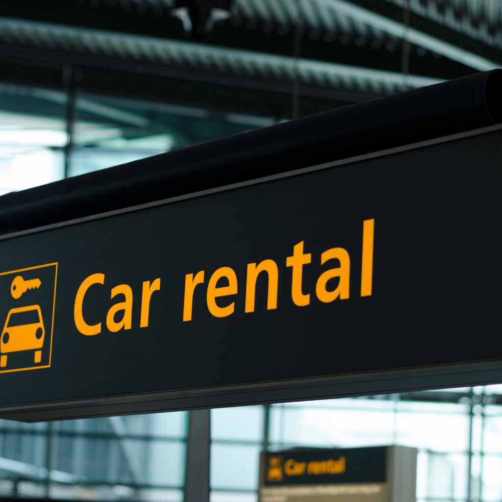 Sign of an airport car rental